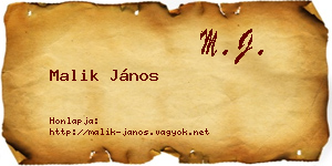 Malik János névjegykártya